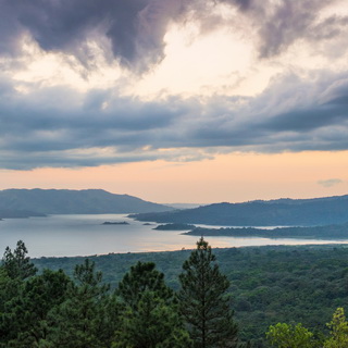 Arenal lake at sunset